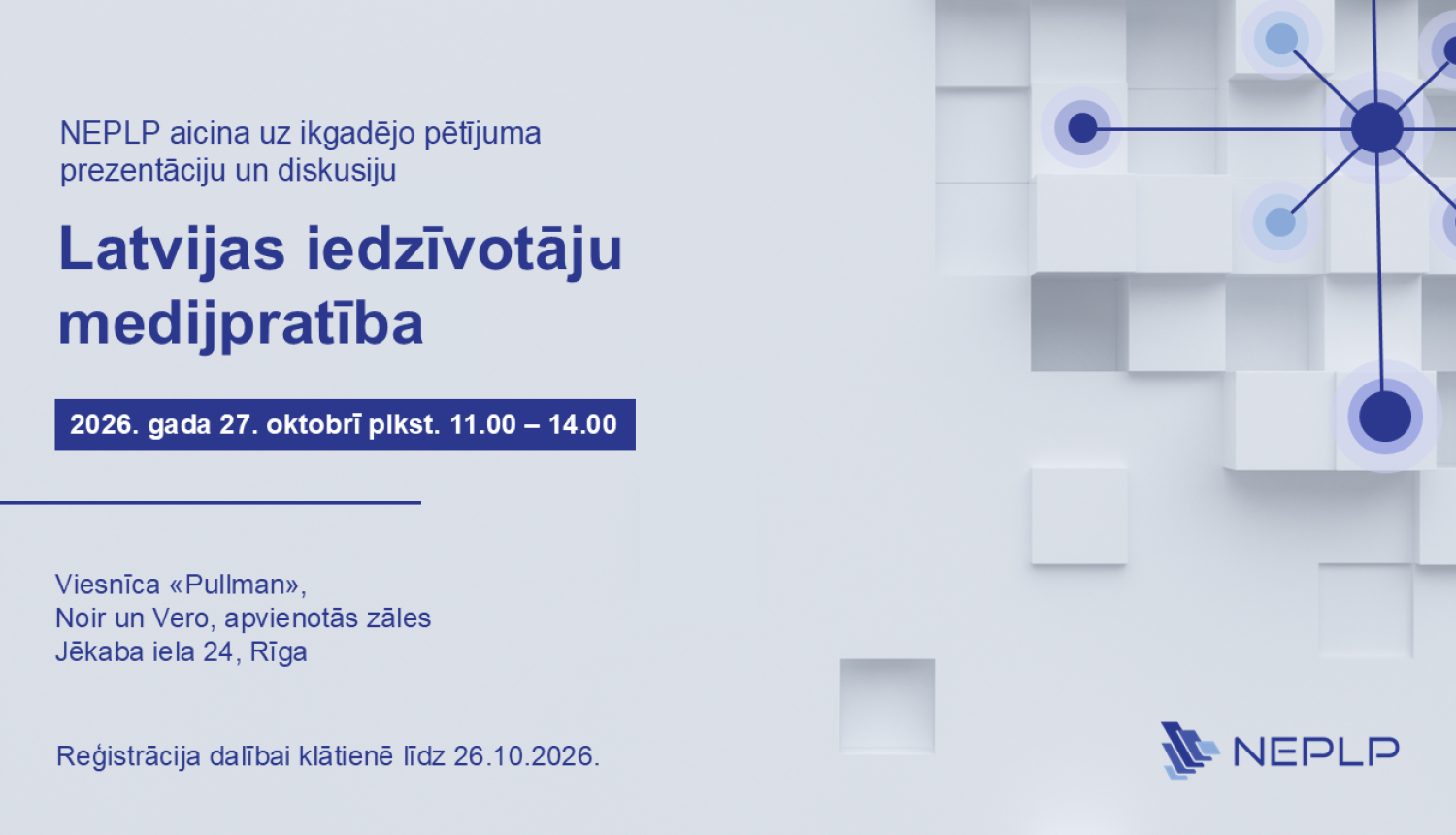 Medijpratības pētījuma rezultātu prezentācijas ielūgums